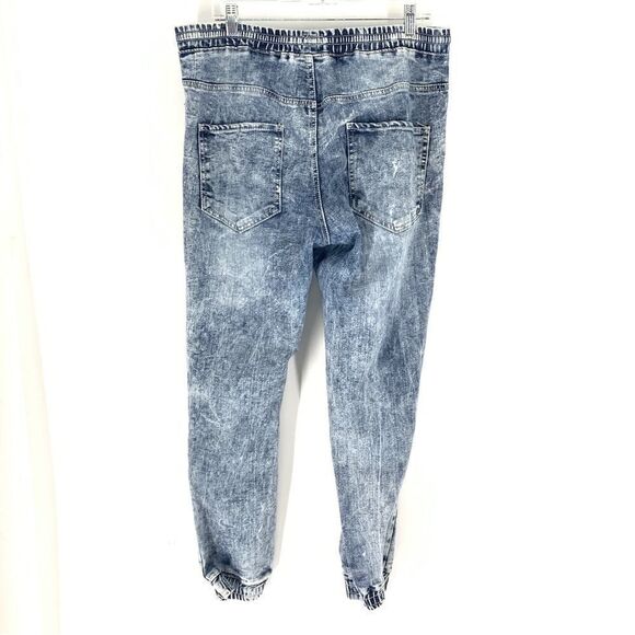 Dazi Size 2X Acid Wash Destroyed Denim Joggers - Picture 9 of 11